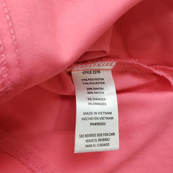 Purple Label by Healing Hands Pink Jasmine V-Neck Stretch Solid Scrub Top Small - Picture 9 of 12